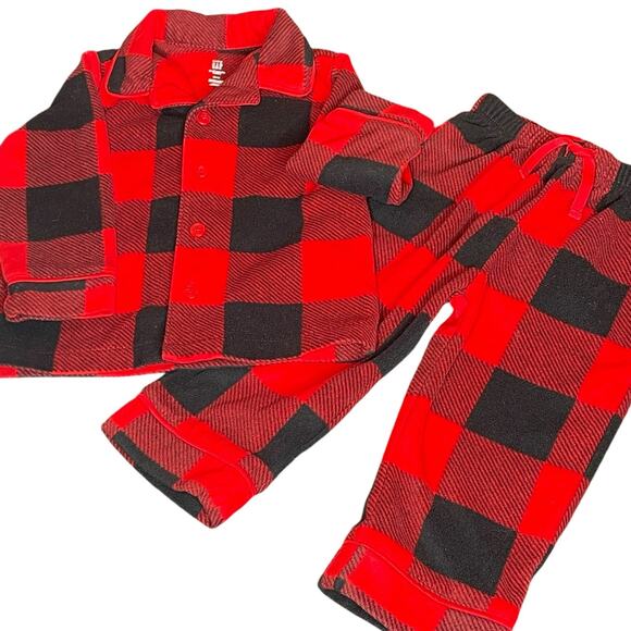 Baby Gap Pajamas 18-24 Months Set PJ Top Bottom Buffalo Plaid 2 pc Flannel Red - Picture 2 of 16